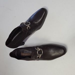 Brighton Rizzo Bootie Chocolate Brown Silver Jewelry Accent Weave Design…